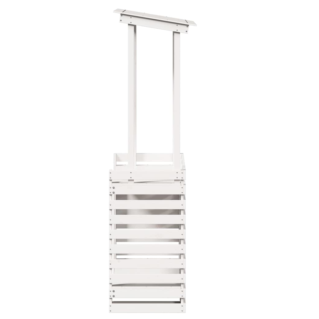 Outdoor Bar Table with Roof White 112.5x57x195.5 cm Solid Wood