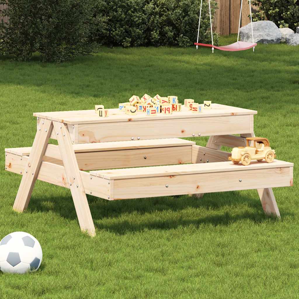 Picnic Table with Sandpit for Kids Solid Wood Pine