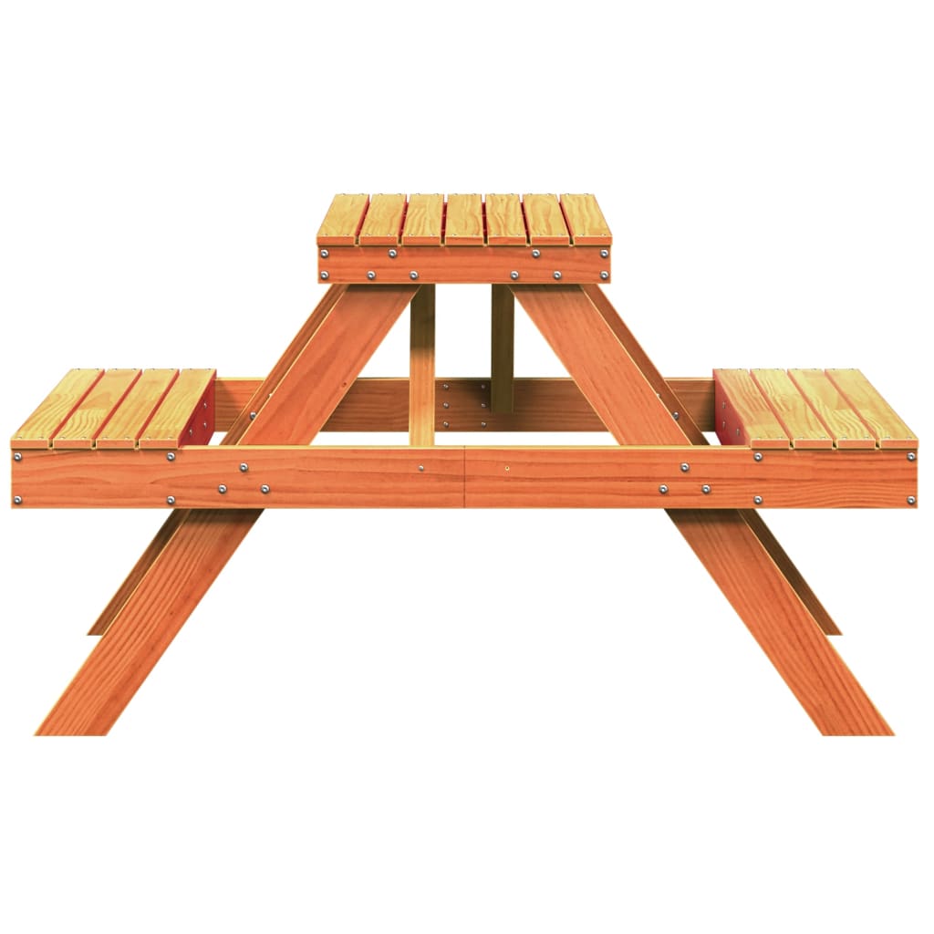 Picnic Table Wax Brown 105x134x75 cm Solid Wood Pine