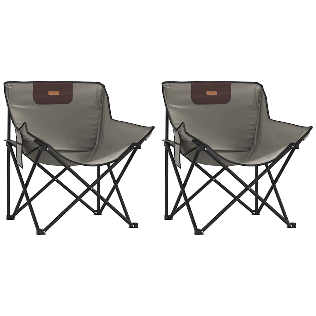 Camping Chairs with Pocket Foldable 2 pcs Grey