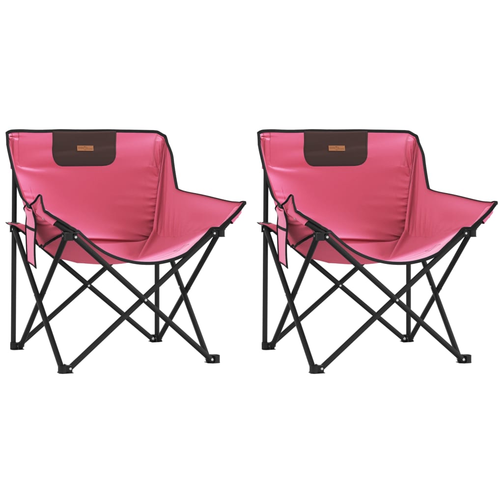 Camping Chairs with Pocket Foldable 2 pcs Pink