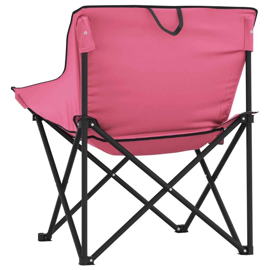 Camping Chairs with Pocket Foldable 2 pcs Pink
