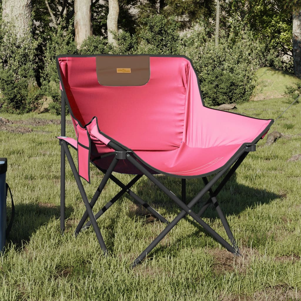 Camping Chairs with Pocket Foldable 2 pcs Pink