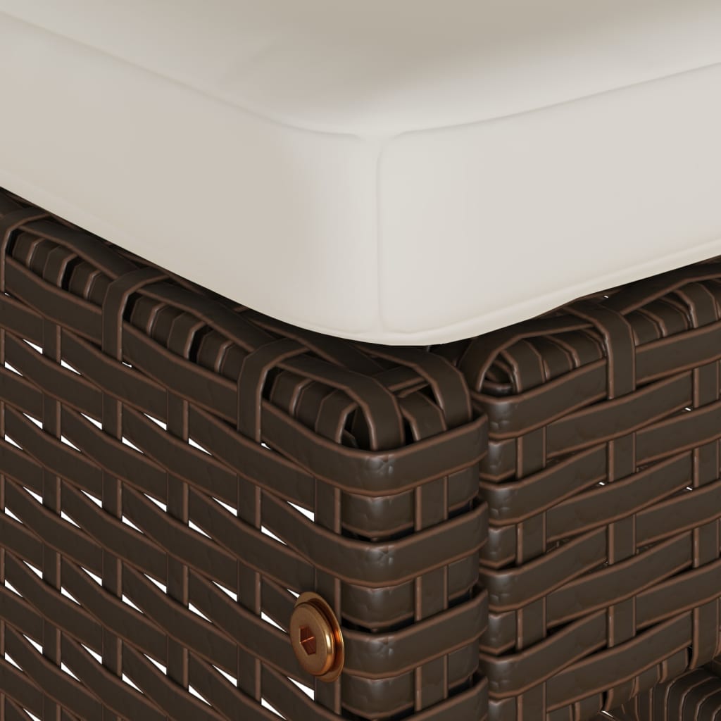 Garden Bar Stools with Cushions 2 pcs Brown Poly Rattan