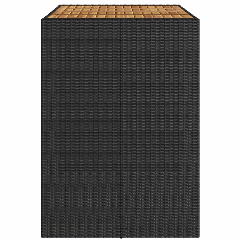 Garden Bar Table with Acacia Wood Top Black 145x80x110 cm Poly Rattan