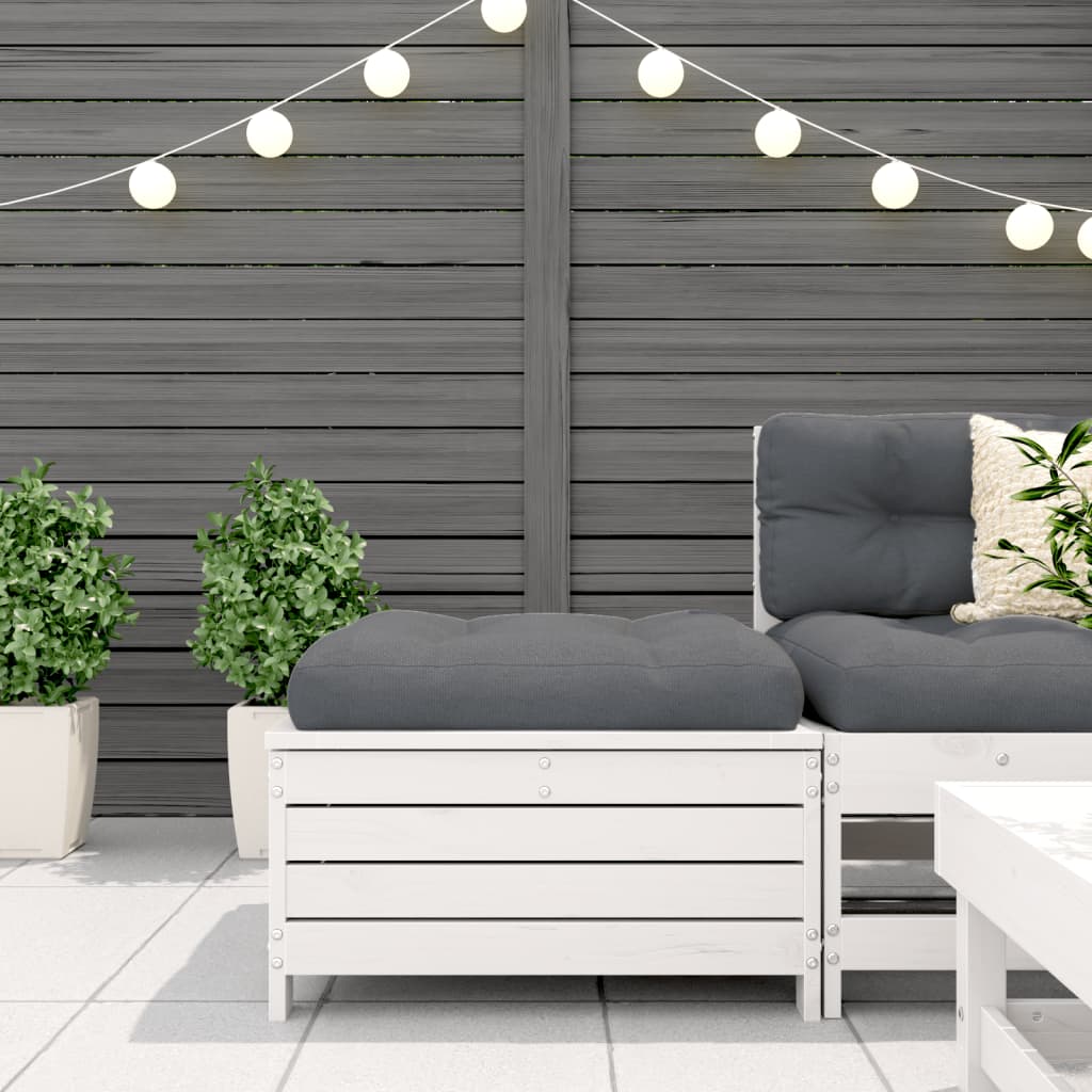 Garden Footstool White 62x63.5x32 cm Solid Wood Pine