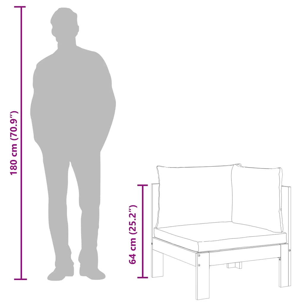 Garden Sofa Corner with Cushions Solid Wood Acacia