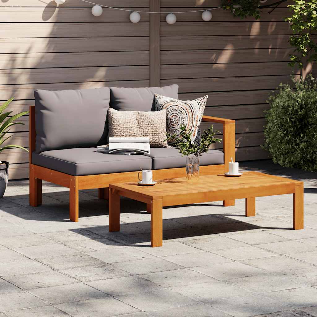 Garden Sofa with 1 Armrest 2-Seater Solid Wood Acacia