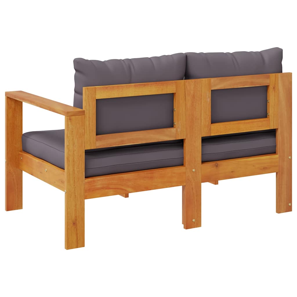 Garden Sofa with 1 Armrest 2-Seater Solid Wood Acacia