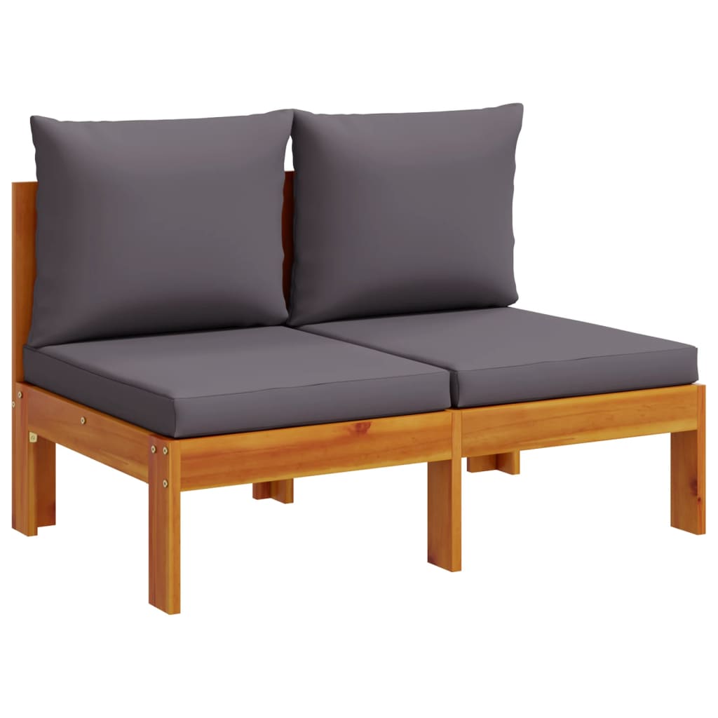 Garden Sofa Armless with Cushions 2-Seater Solid Wood Acacia