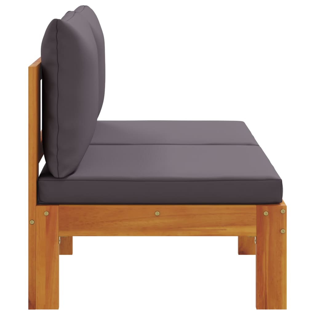 Garden Sofa Armless with Cushions 2-Seater Solid Wood Acacia