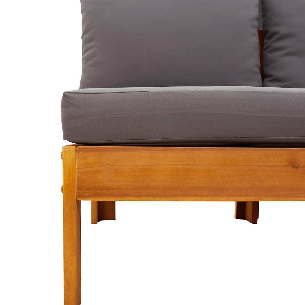 Garden Sofa Armless with Cushions 2-Seater Solid Wood Acacia