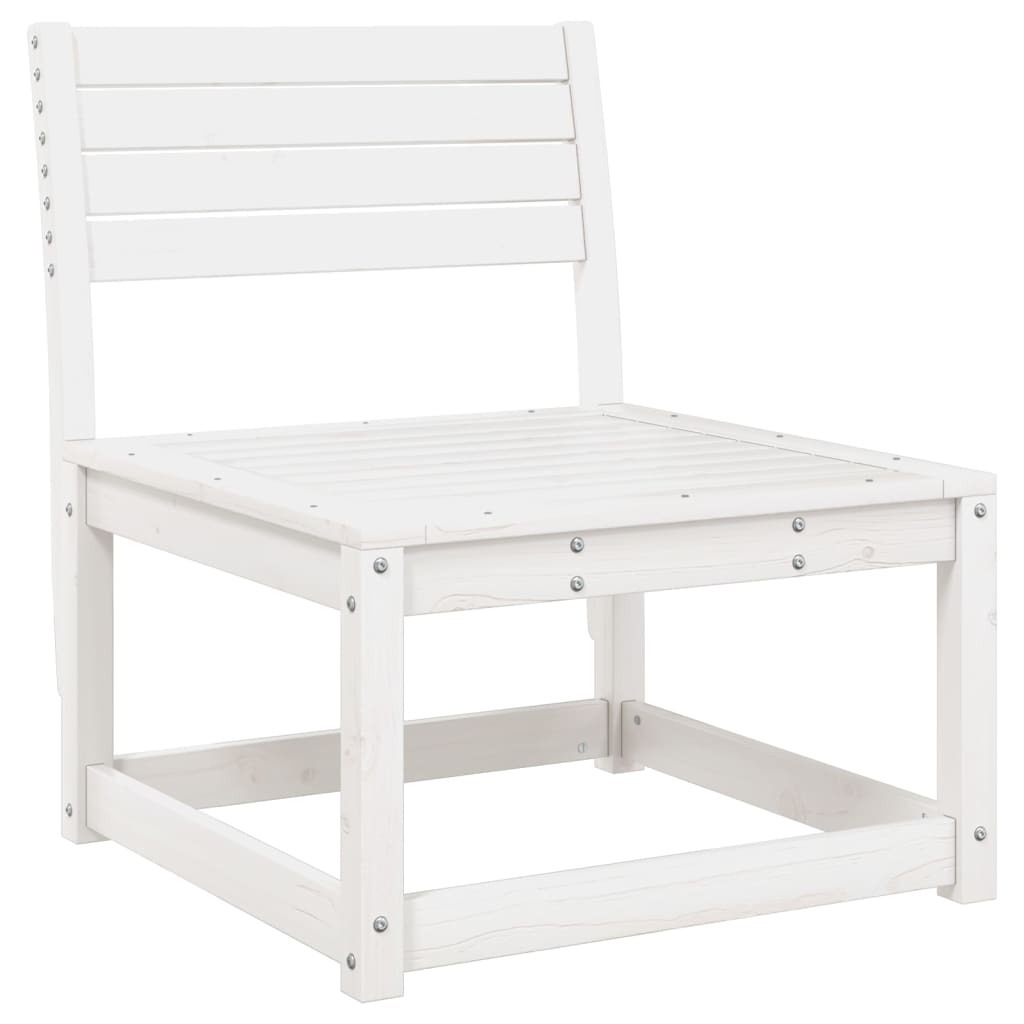 7 Piece Garden Lounge Set White Solid Wood Pine