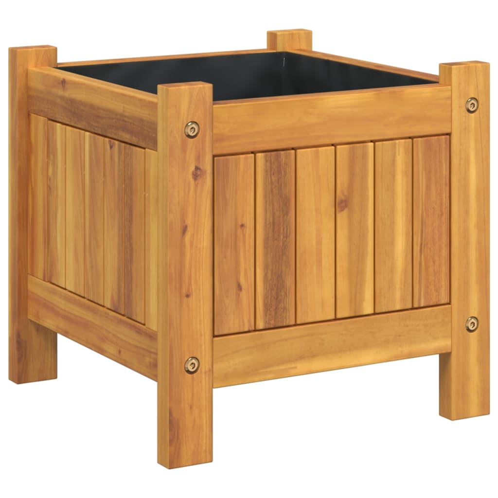 Garden Planter with Liner 31x31x30 cm Solid Wood Acacia