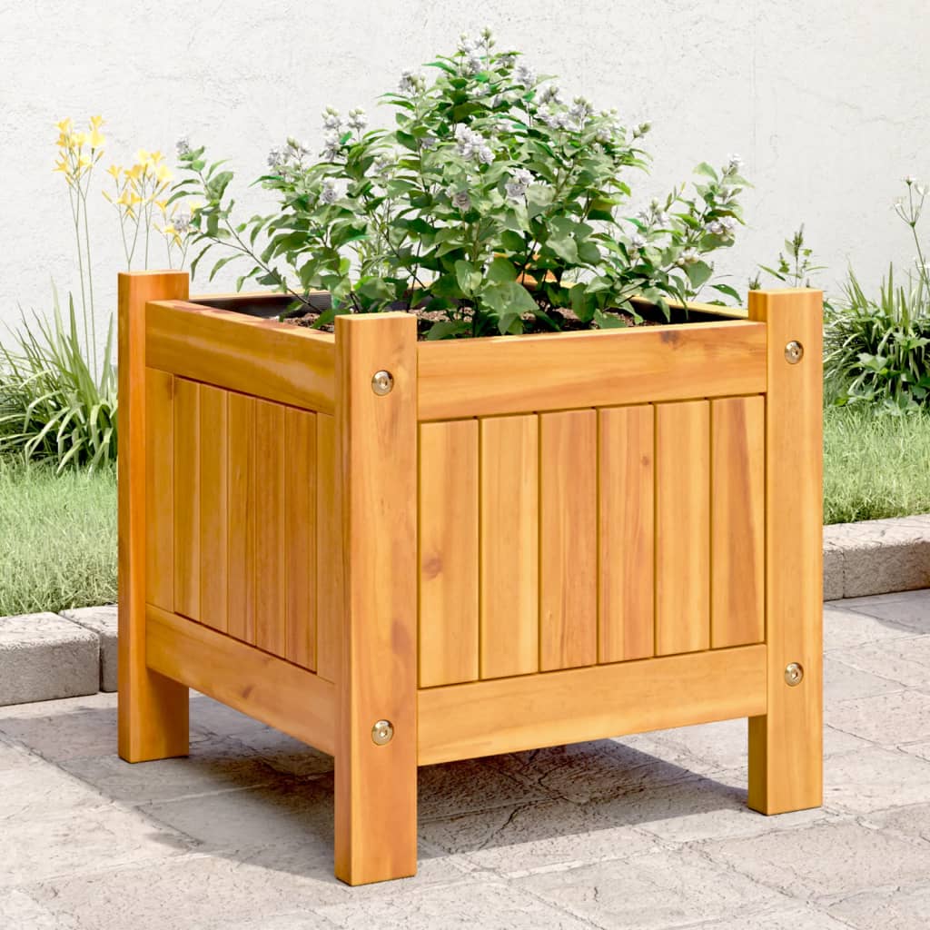 Garden Planter with Liner 31x31x30 cm Solid Wood Acacia