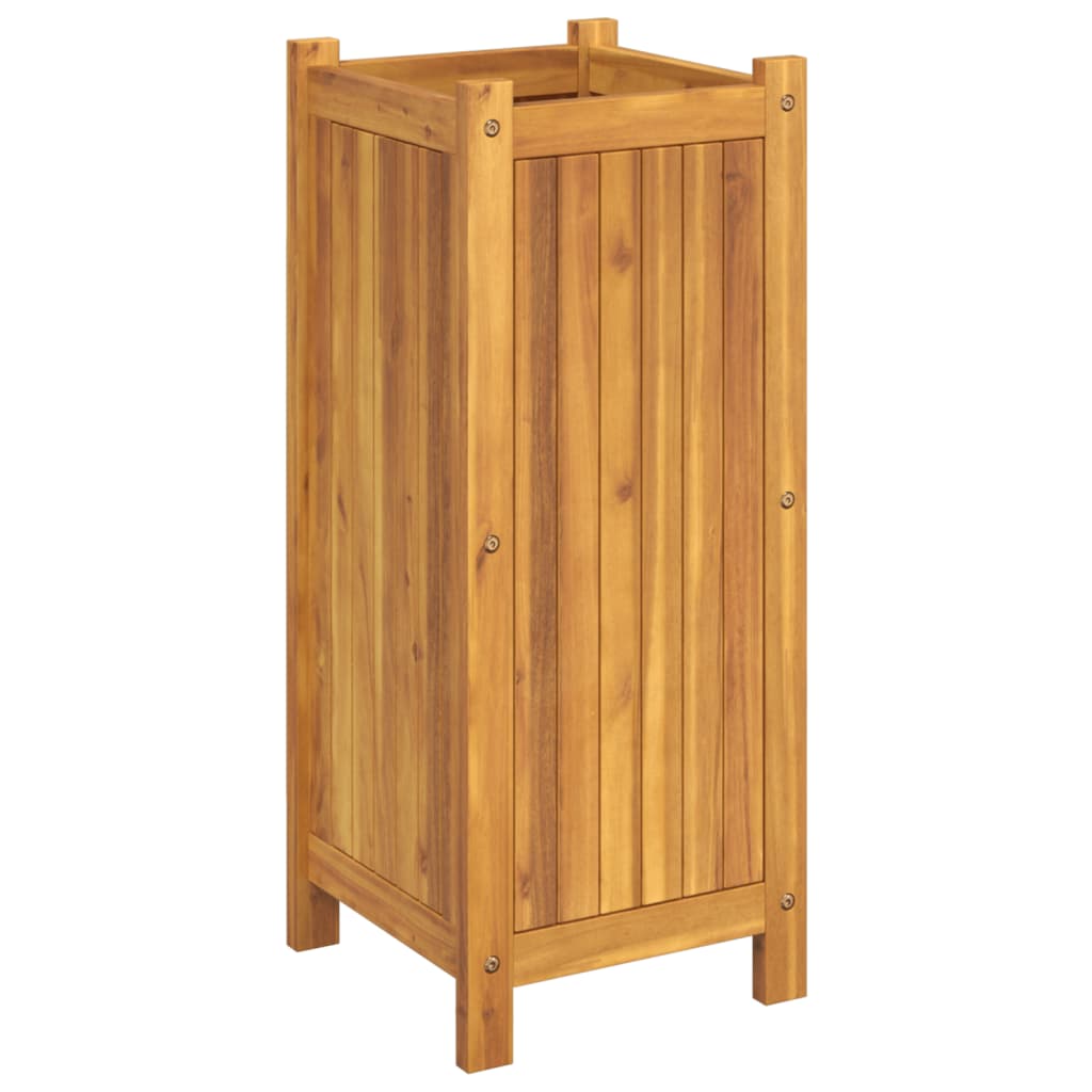 Garden Planter with Liner 31x31x75 cm Solid Wood Acacia