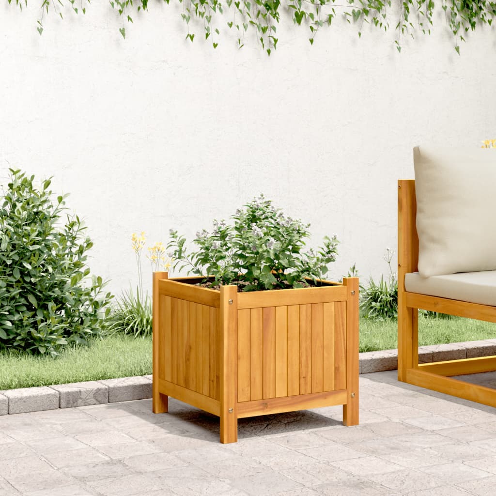 Garden Planter with Liner 42x42x40 cm Solid Wood Acacia
