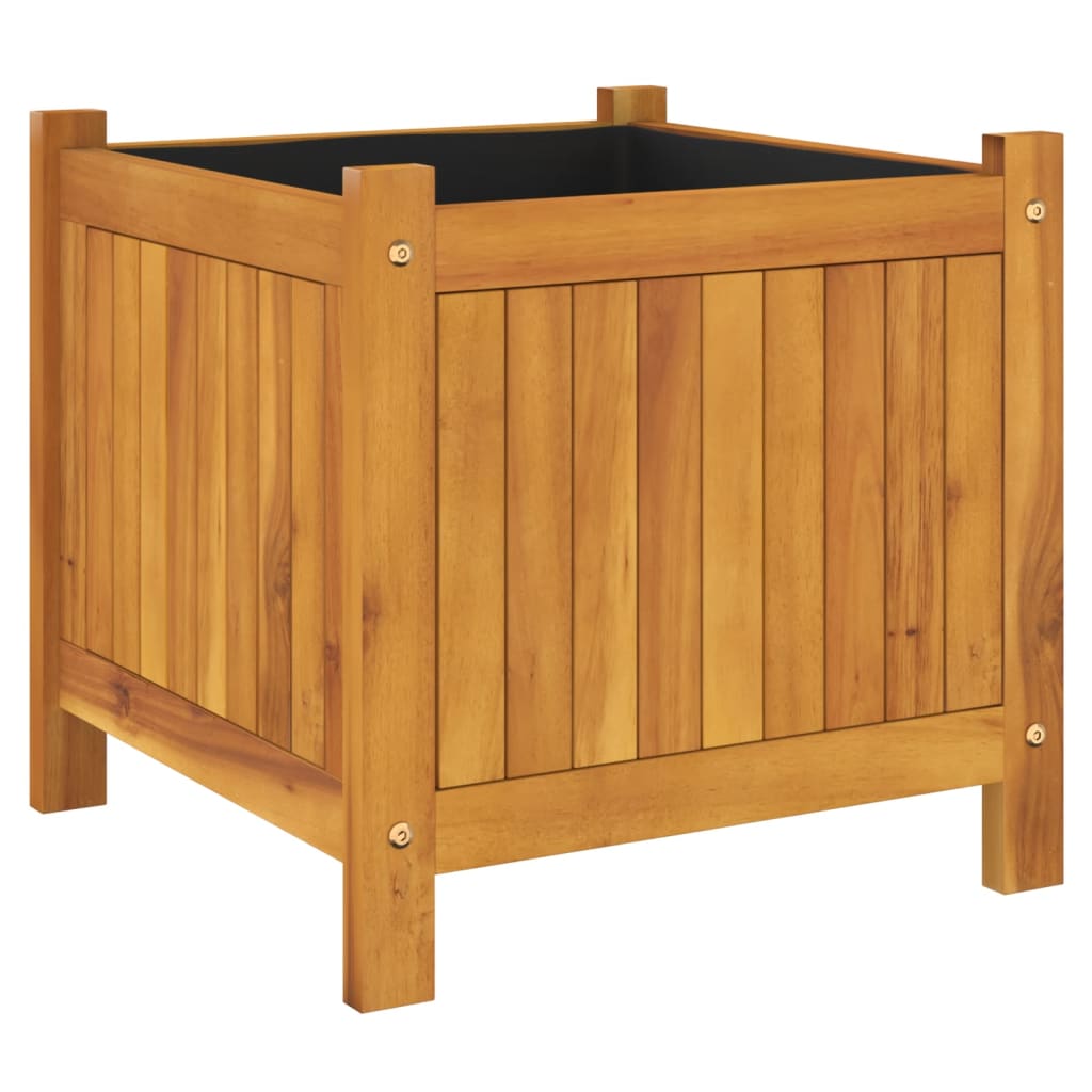Garden Planter with Liner 42x42x40 cm Solid Wood Acacia