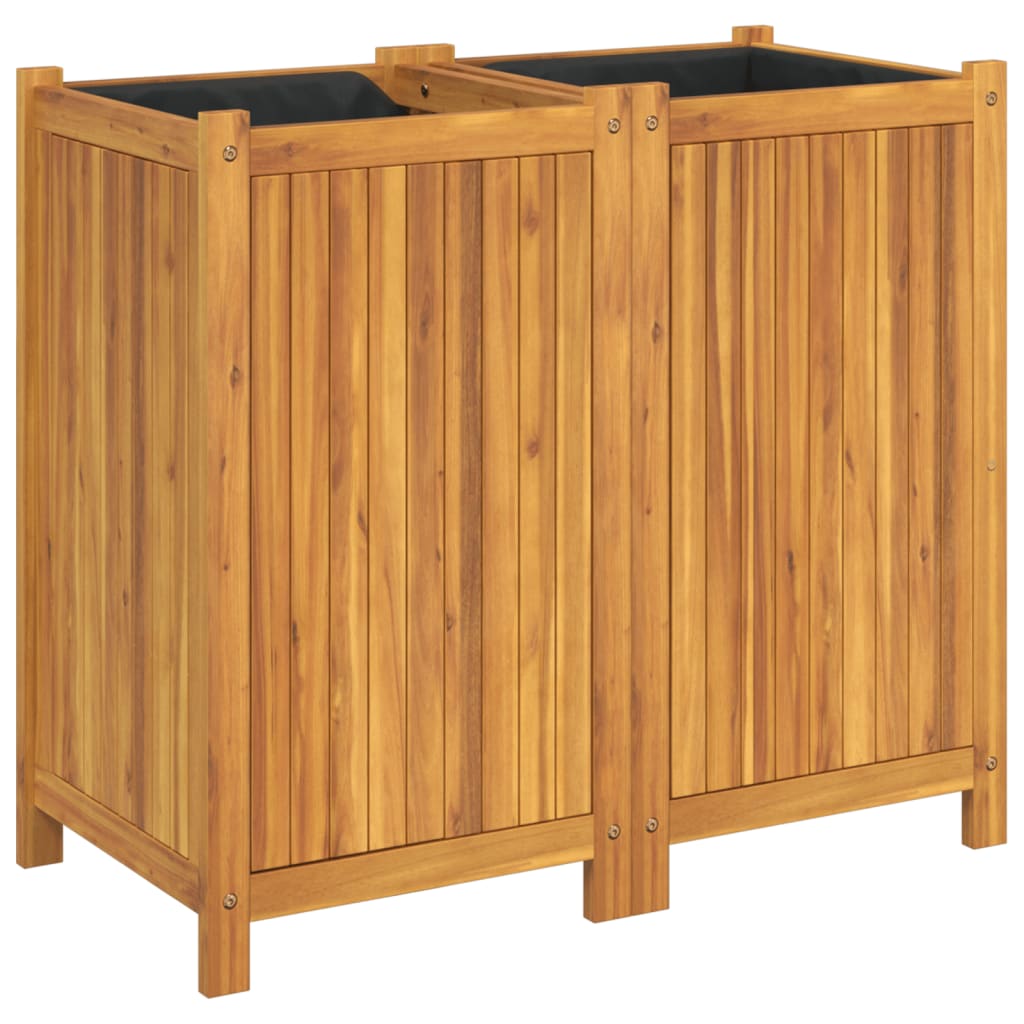 Garden Planter with Liner 84x42x75 cm Solid Wood Acacia
