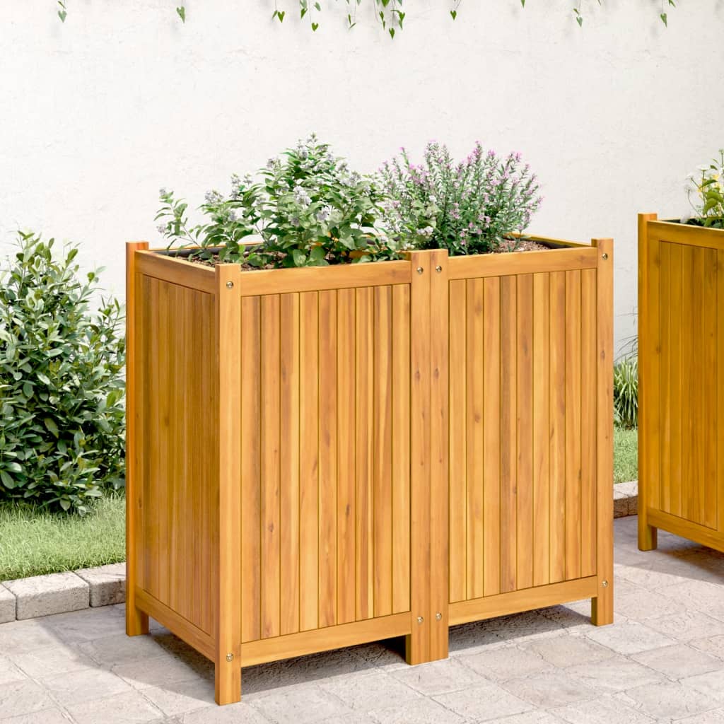 Garden Planter with Liner 84x42x75 cm Solid Wood Acacia