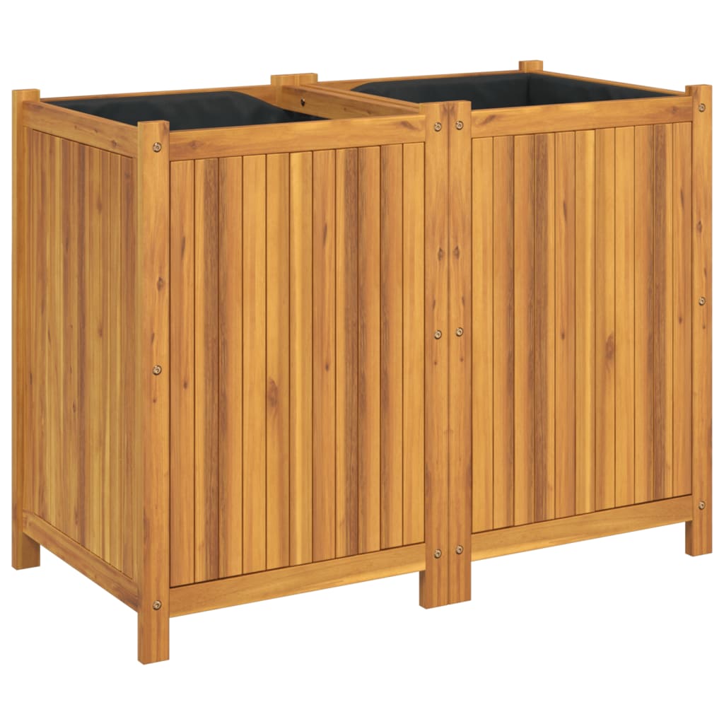 Garden Planter with Liner 100x50x75 cm Solid Wood Acacia