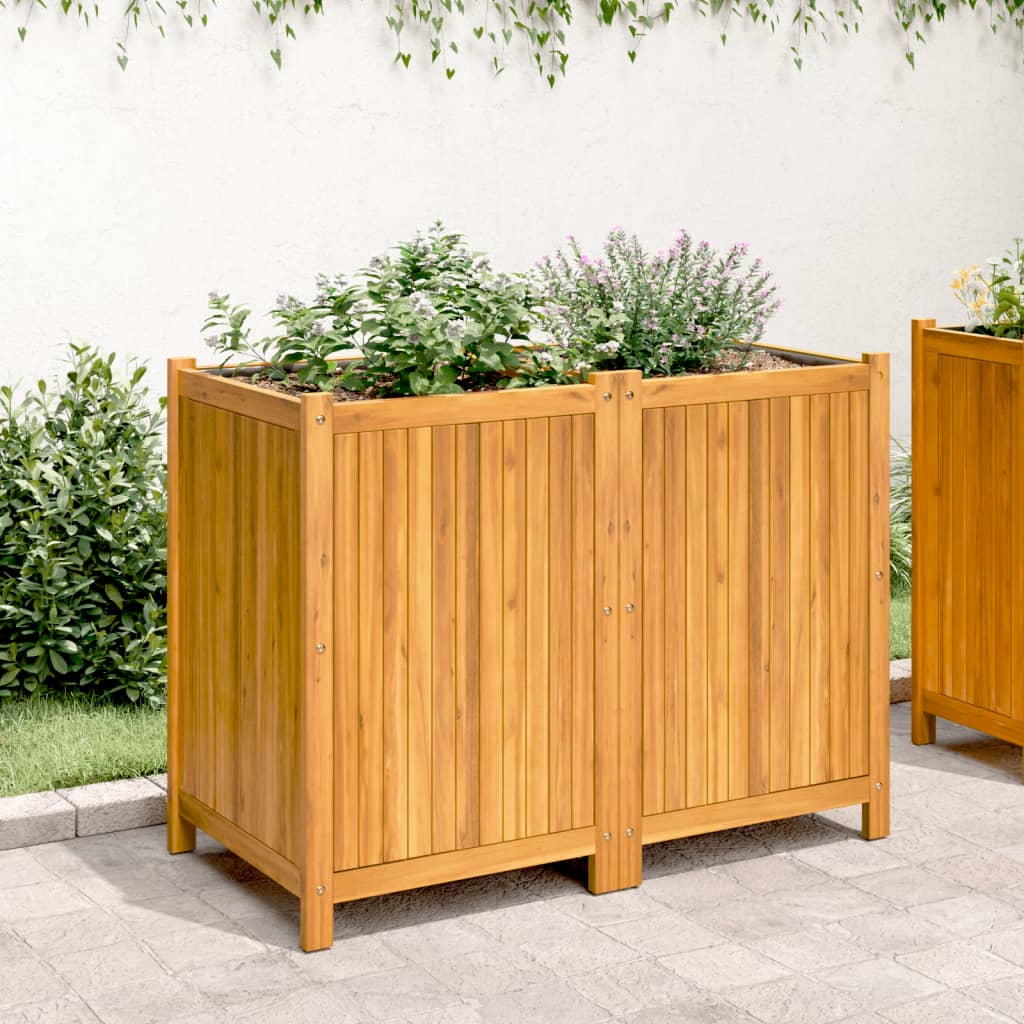 Garden Planter with Liner 100x50x75 cm Solid Wood Acacia