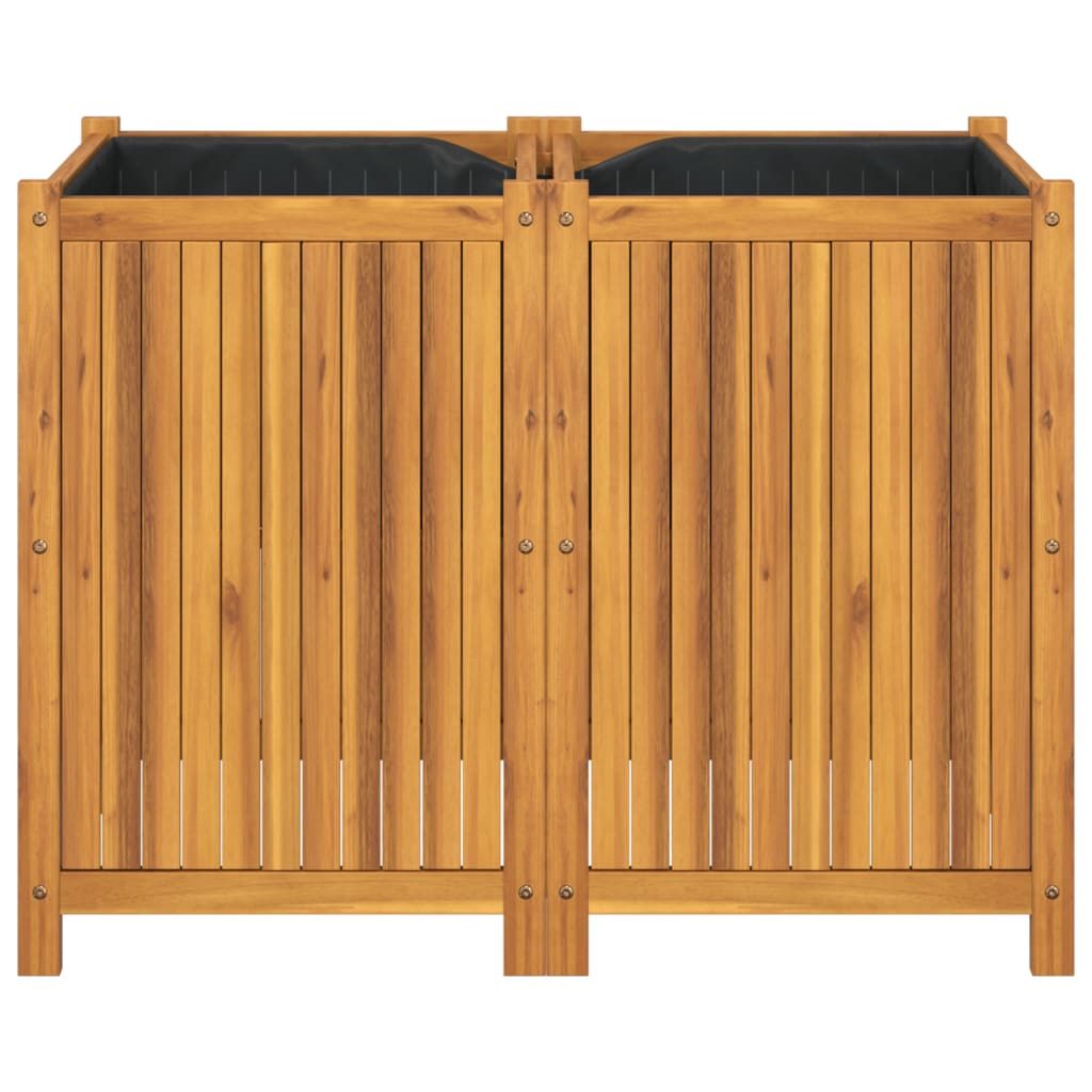Garden Planter with Liner 100x50x75 cm Solid Wood Acacia
