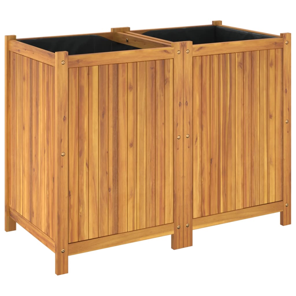 Garden Planter with Liner 100x50x75 cm Solid Wood Acacia