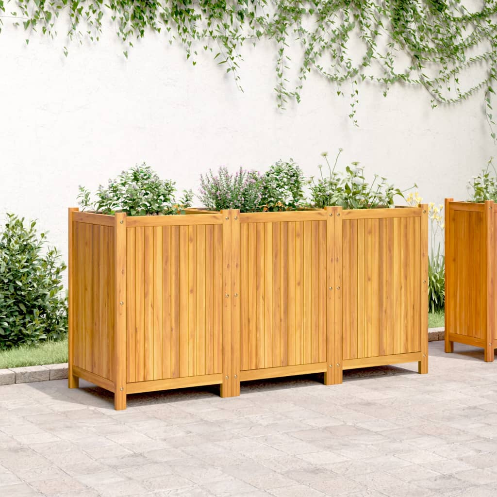 Garden Planter with Liner 150x50x75 cm Solid Wood Acacia