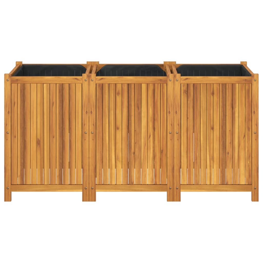 Garden Planter with Liner 150x50x75 cm Solid Wood Acacia