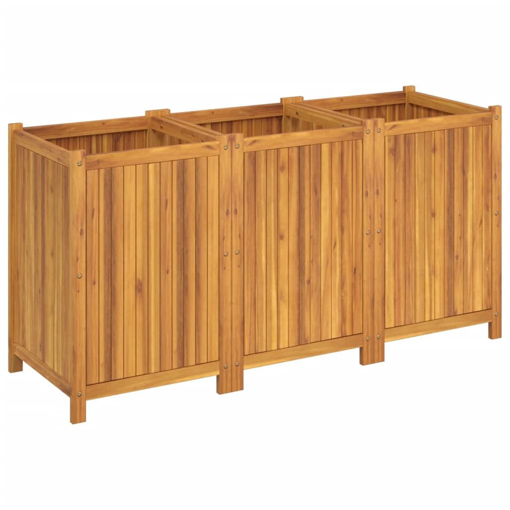 Garden Planter with Liner 150x50x75 cm Solid Wood Acacia