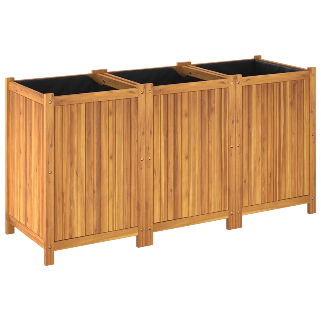 Garden Planter with Liner 150x50x75 cm Solid Wood Acacia