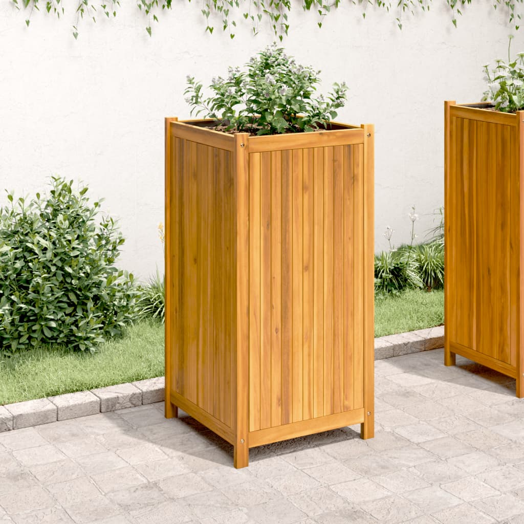 Garden Planter with Liner 50x50x100 cm Solid Wood Acacia