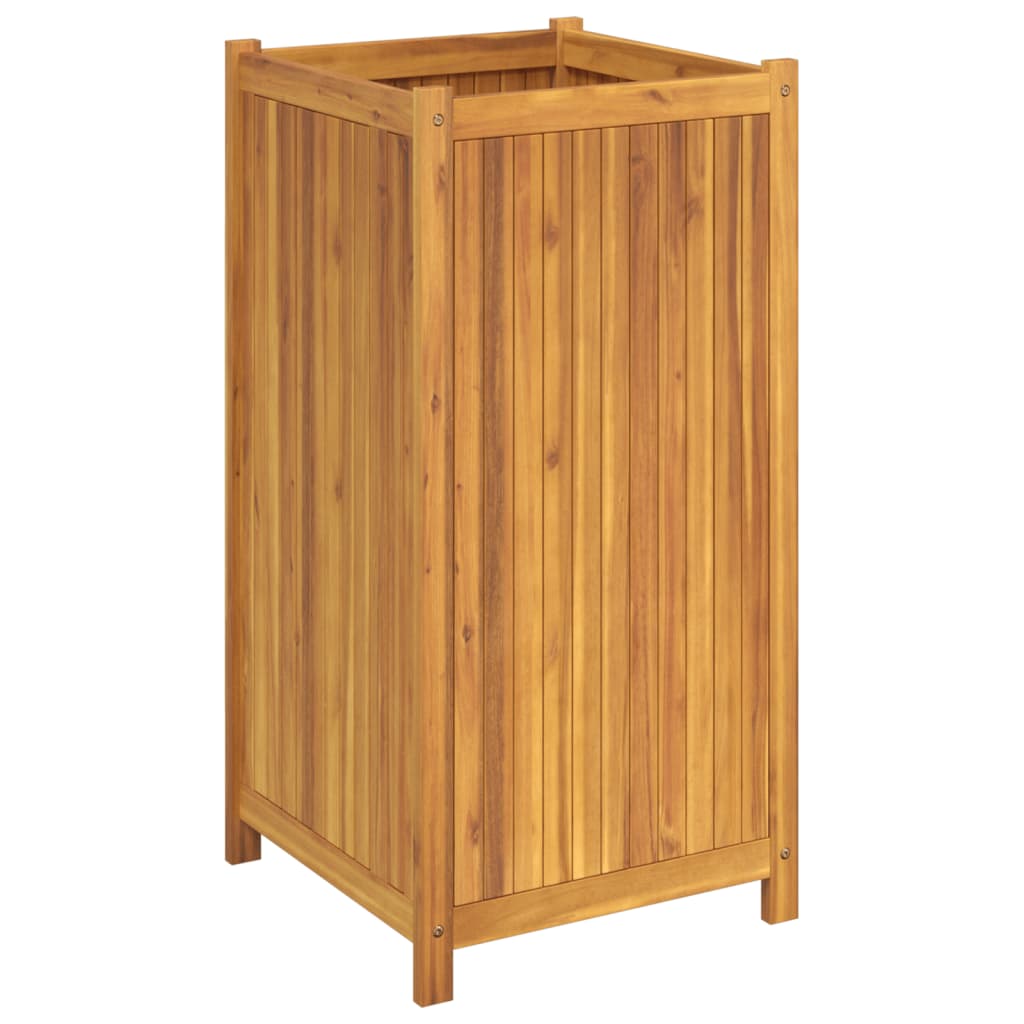 Garden Planter with Liner 50x50x100 cm Solid Wood Acacia