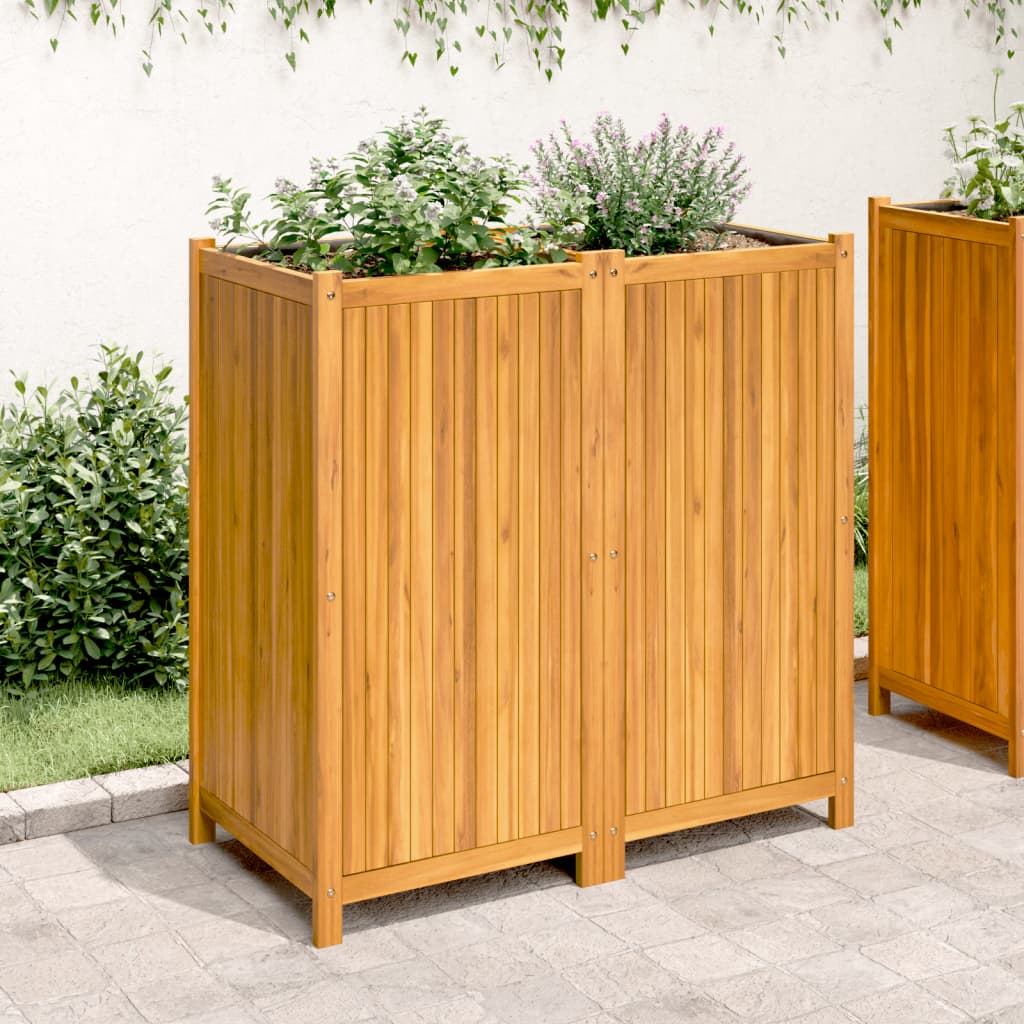 Garden Planter with Liner 100x50x100 cm Solid Wood Acacia