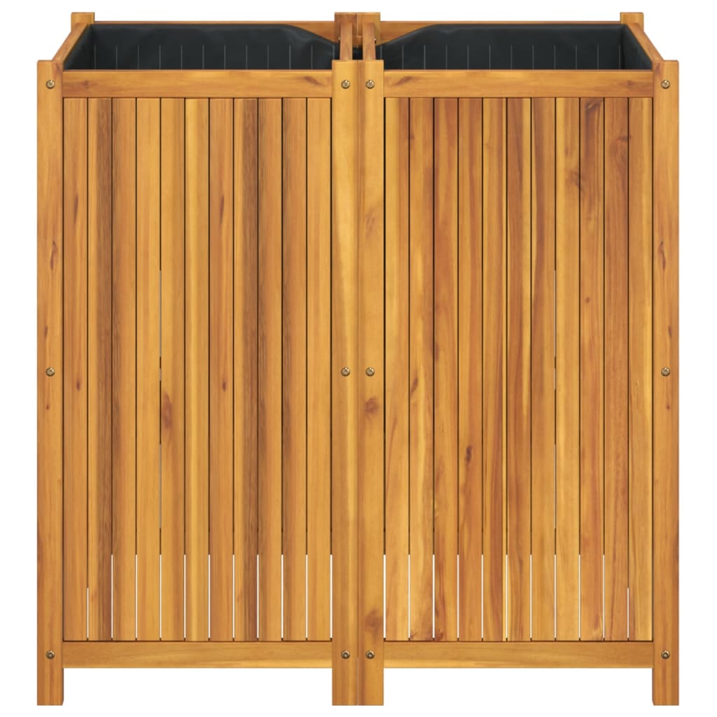 Garden Planter with Liner 100x50x100 cm Solid Wood Acacia