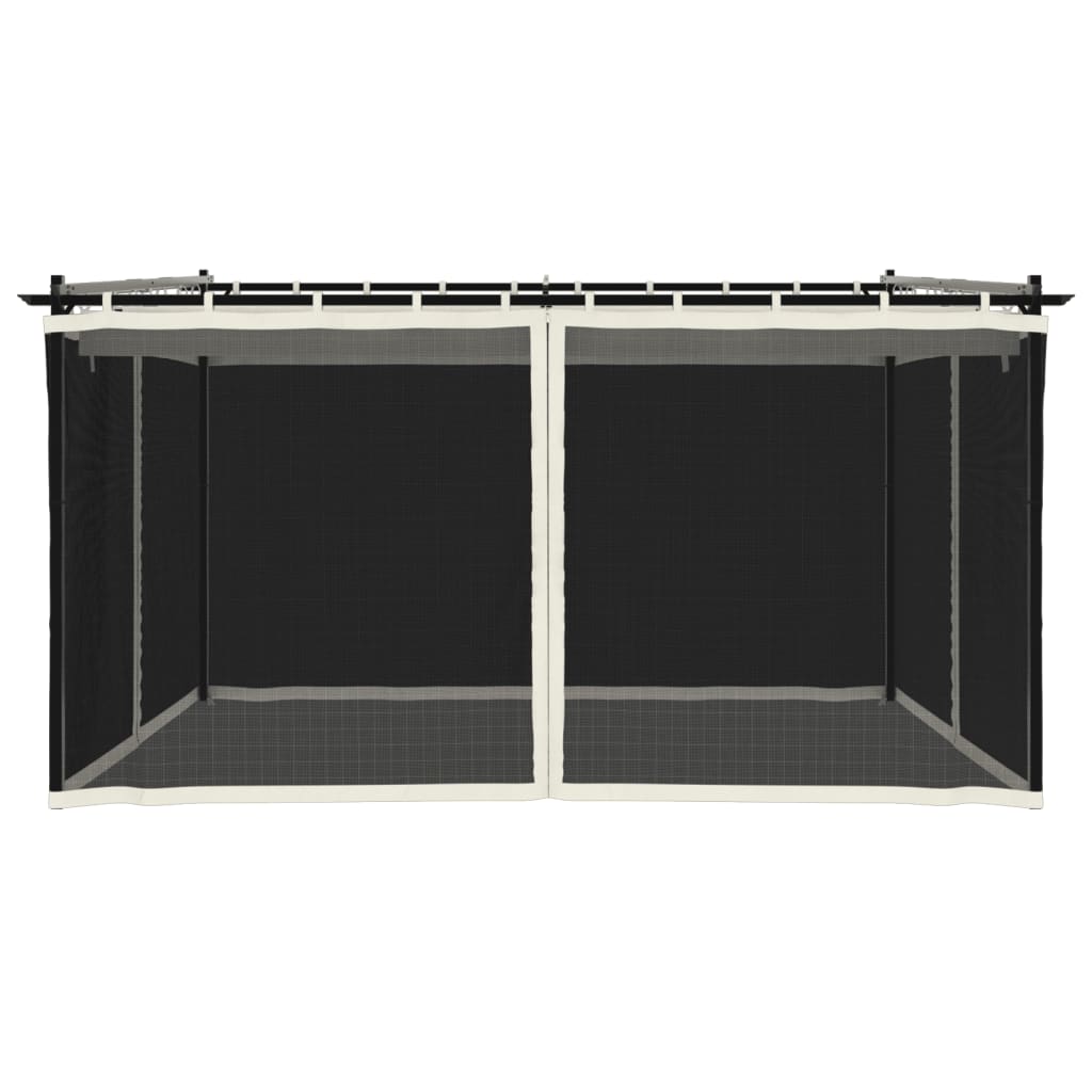 Gazebo with Mesh Walls Cream 4x3 m Steel