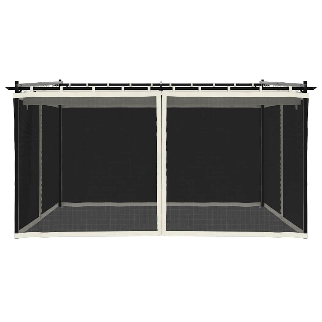 Gazebo with Mesh Walls Cream 4x3 m Steel
