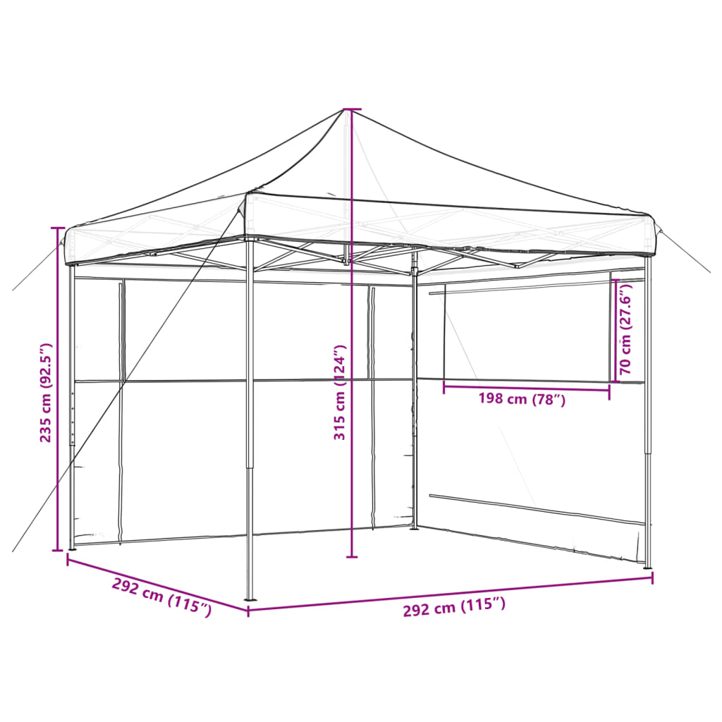 Foldable Party Tent Pop-Up with 2 Sidewalls Black