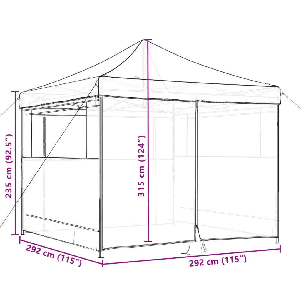 Foldable Party Tent Pop-Up with 4 Sidewalls Burgundy
