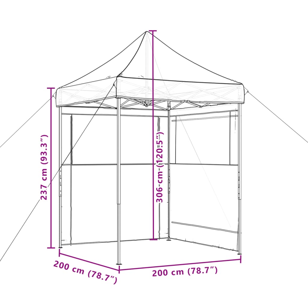 Foldable Party Tent Pop-Up with 2 Sidewalls Taupe