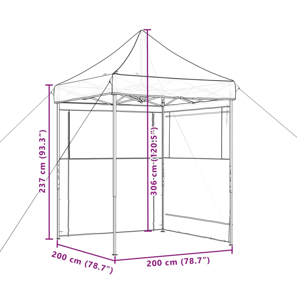Foldable Party Tent Pop-Up with 2 Sidewalls Black