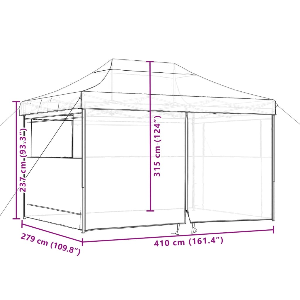 Foldable Party Tent Pop-Up with 4 Sidewalls Orange