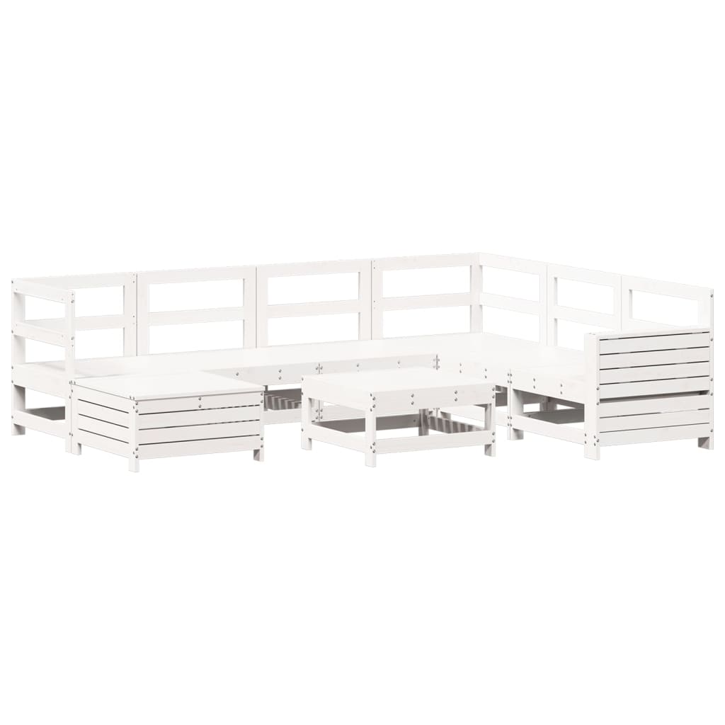 8 Piece Garden Sofa Set White Solid Wood Pine