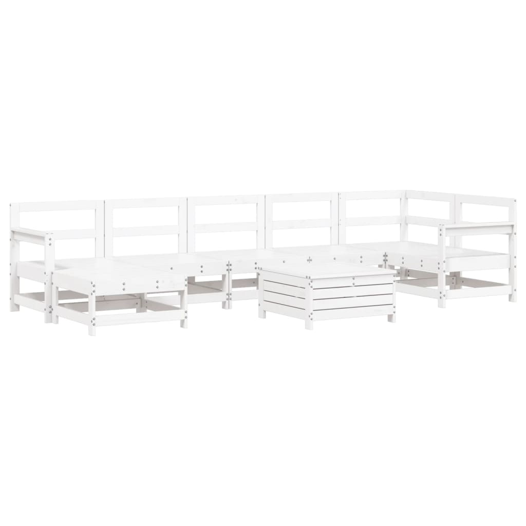 8 Piece Garden Sofa Set White Solid Wood Pine