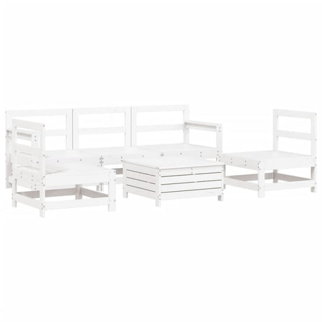 6 Piece Garden Sofa Set White Solid Wood Pine