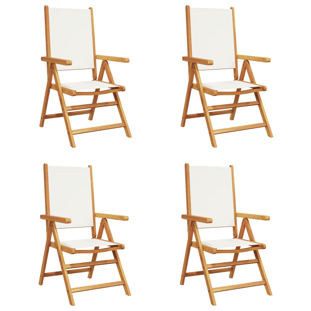Reclining Garden Chairs 4 pcs Cream White Fabric and Solid Wood