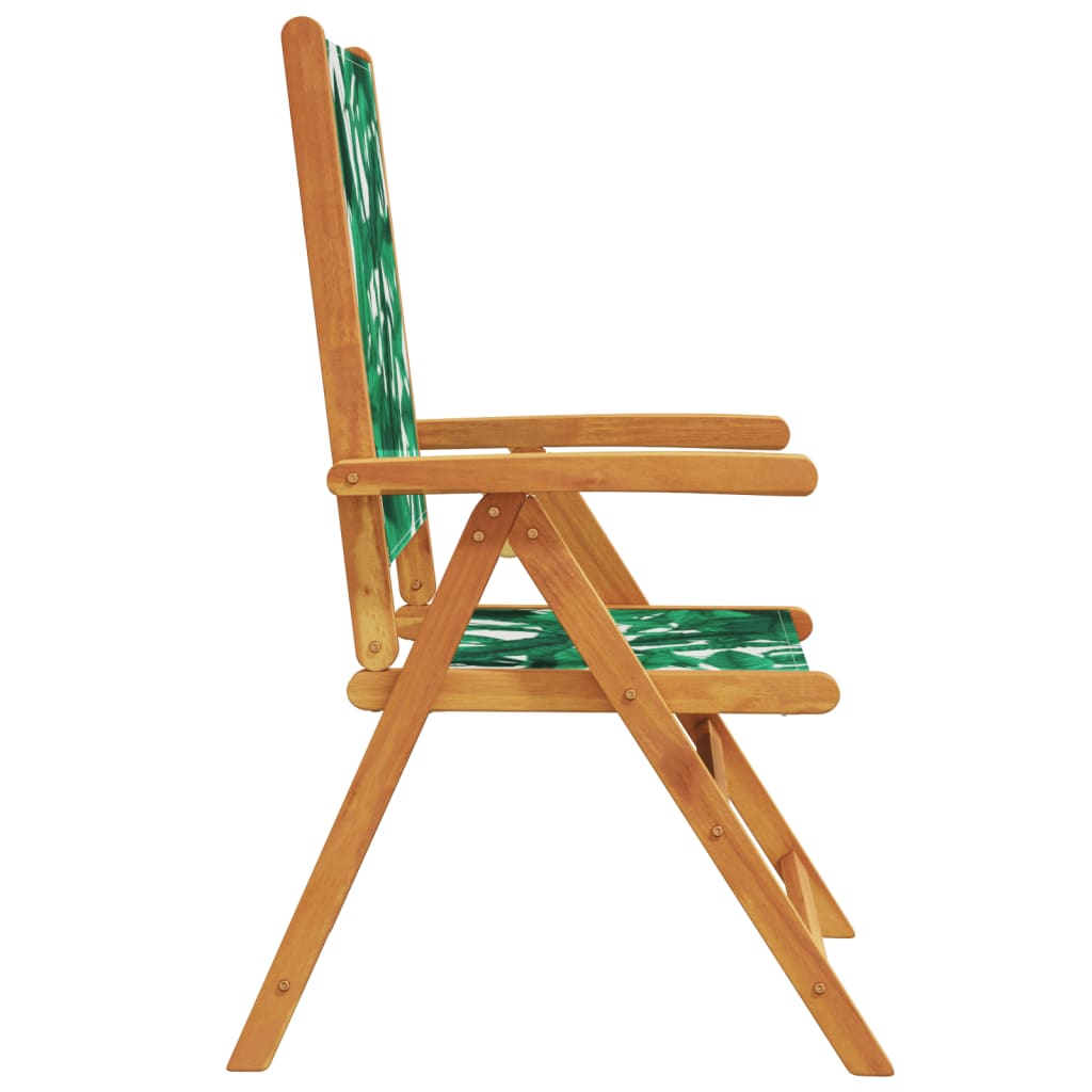 Reclining Garden Chairs 4 pcs Green Fabric and Solid Wood