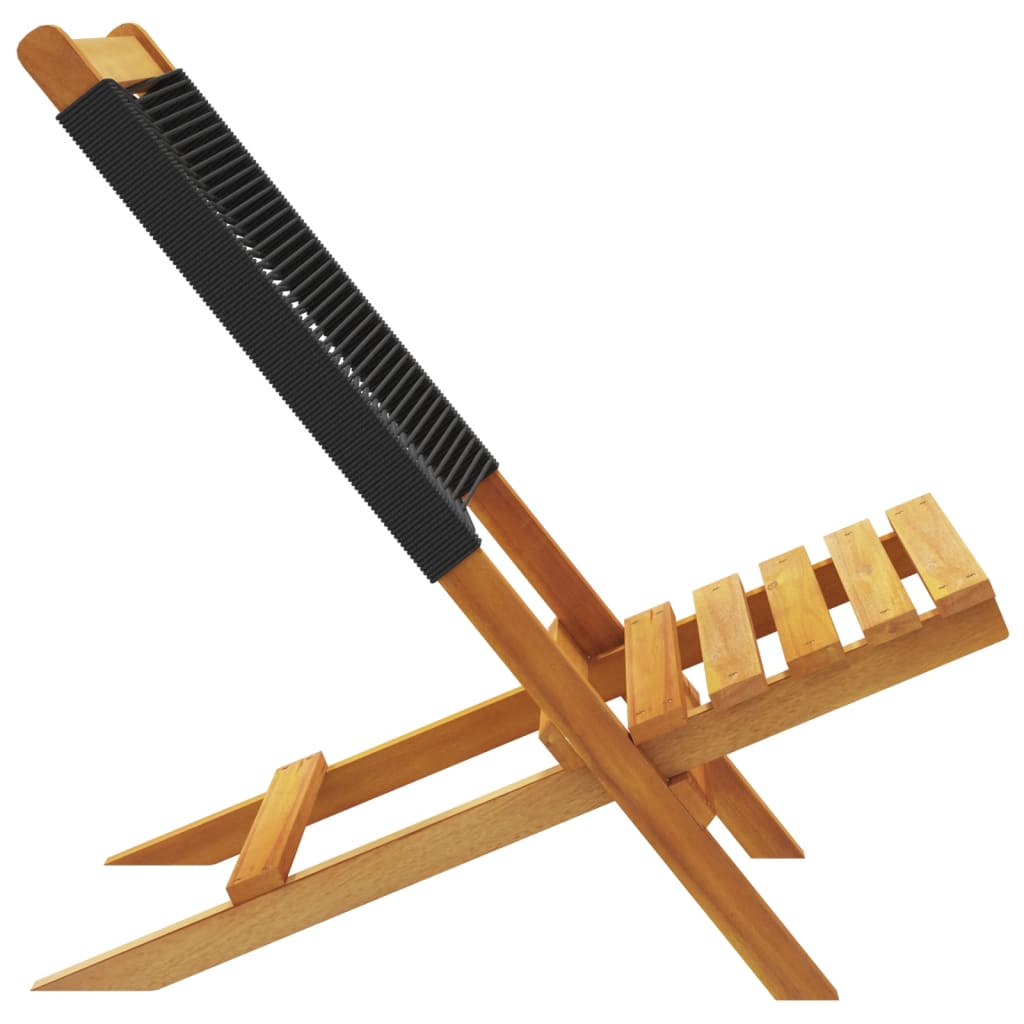 Folding Garden Chairs 4 pcs Black Solid Wood Acacia