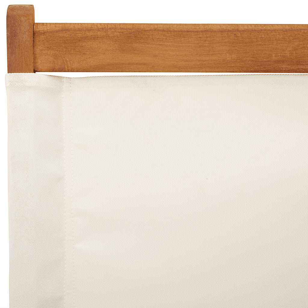 Folding Garden Chairs 6 pcs Cream White Fabric and Solid Wood